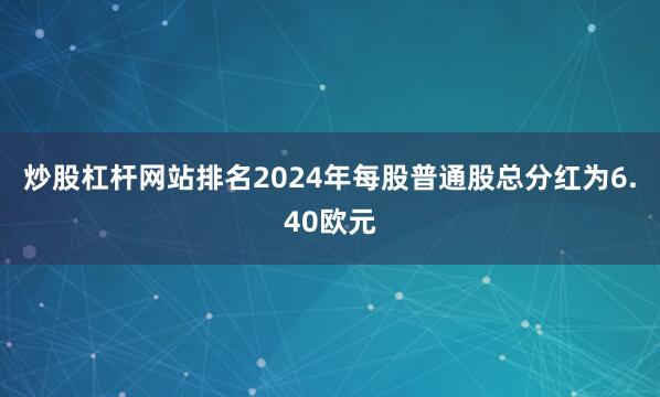 炒股杠杆网站排名2024年每股普通股总分红为6.40欧元